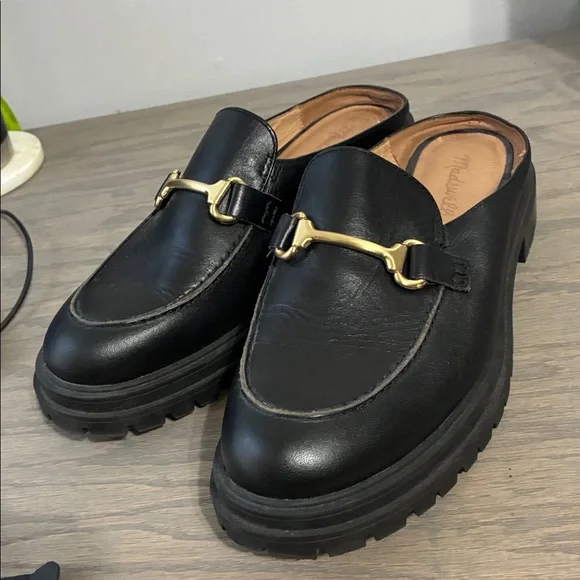 Madewell The Bradley Hardware Lugsole Leather Loafer Mule Preppy Black Sz 8 - Picture 6 of 10